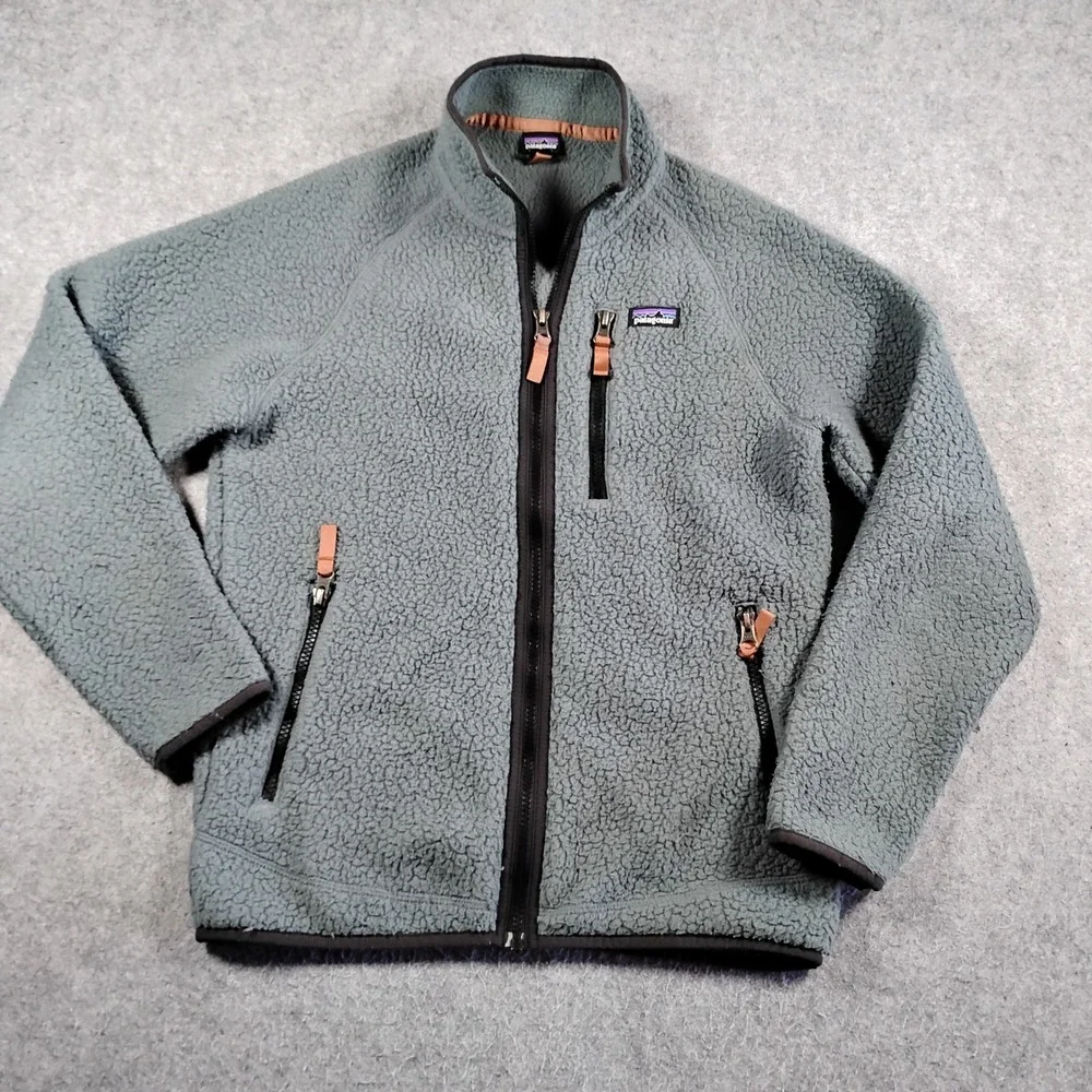 Patagonia Kids Retro Pile Fleece Jacket XL 14 Grey Full Zip 65411 FA22 PLGY